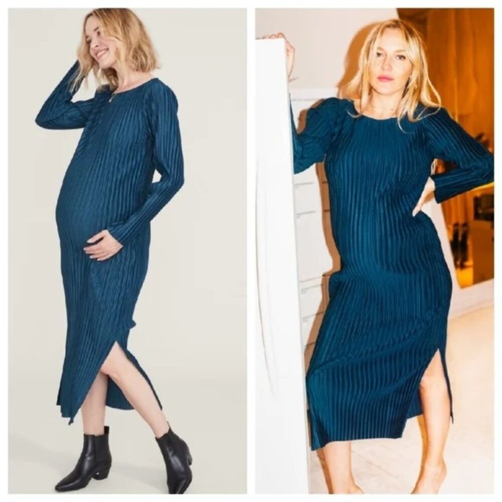 Hatch Teal Midi Maternity Dress